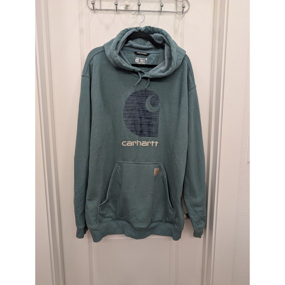 Carhartt Rain Defender Loose Fit Hoodie 2XL XXL Blue Teal Sweatshirt